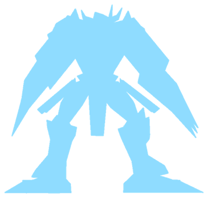 La silueta de WarGreymon sobre la grilla de su hoja de textura