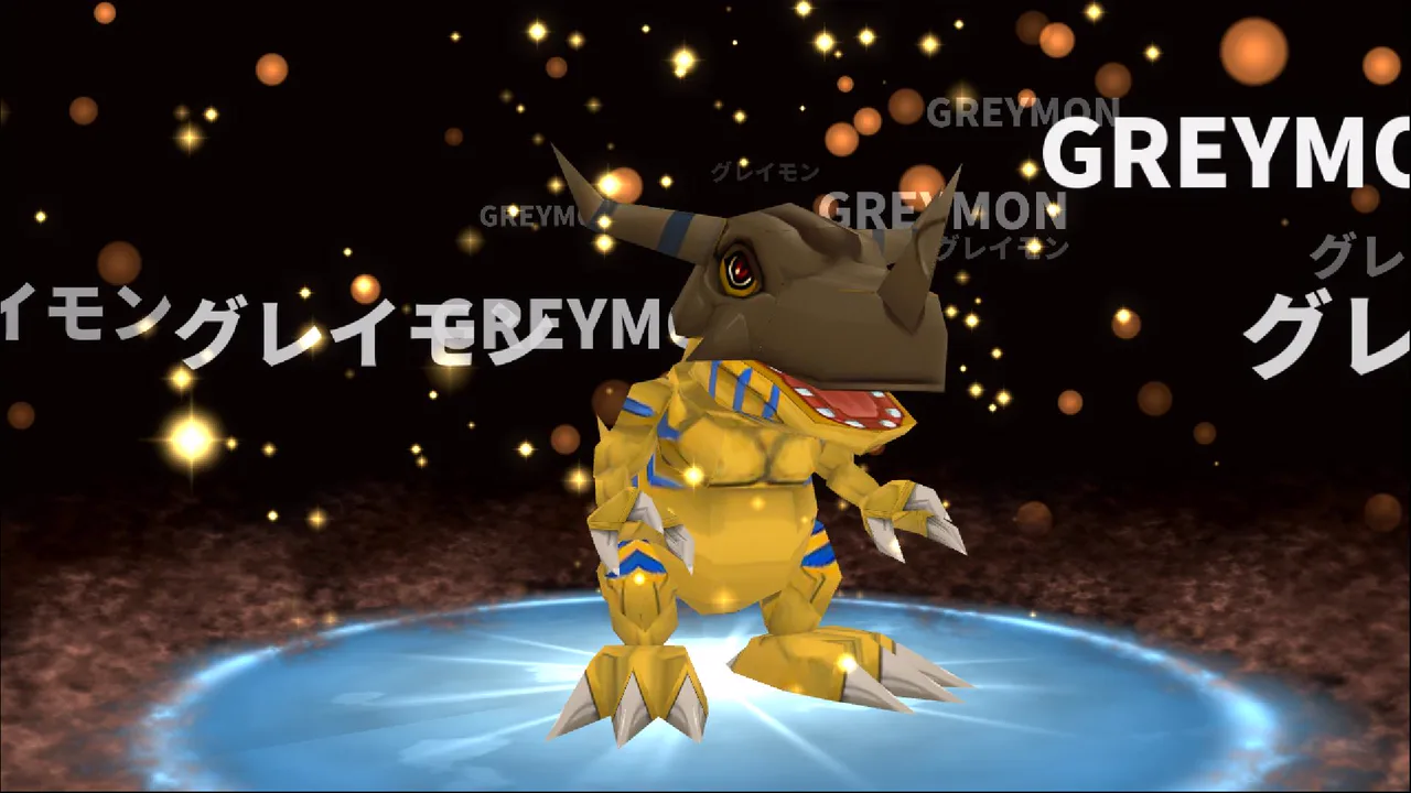 Greymon con su nombre detrás